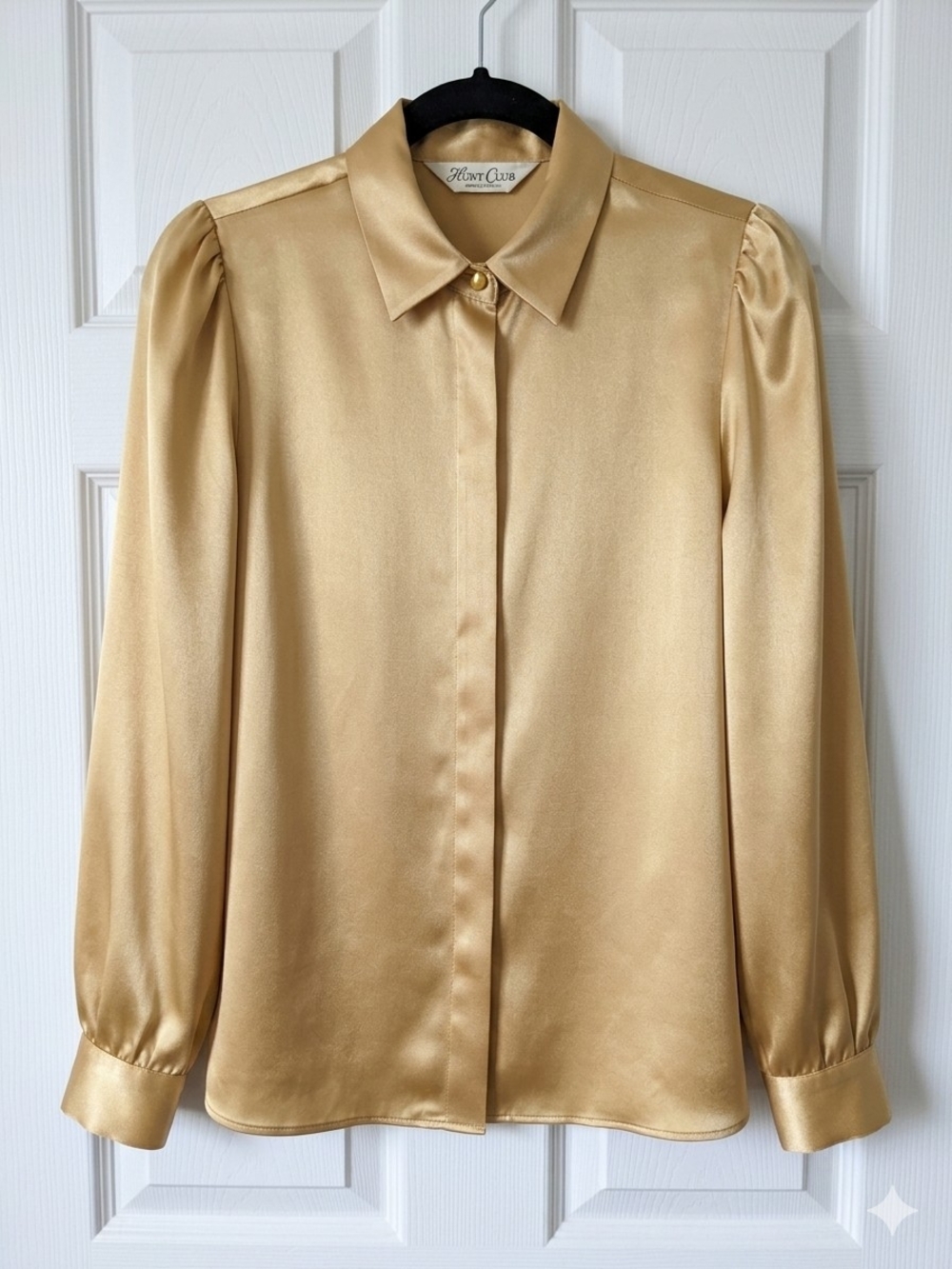 Vintage NOS Hunt Club Gold Satin Blouse Size 12